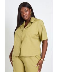Boohoo - Plus Linen Boxy Short Sleeve Shirt - Lyst