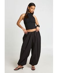 Boohoo - Gathered High Neck Chiffon Top - Lyst