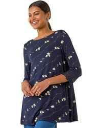 Roman - Printed Lace Cuff Stretch Top - Lyst