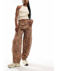 Reclaimed Vintage - Leopard Print Barrel Leg Trouser - Lyst