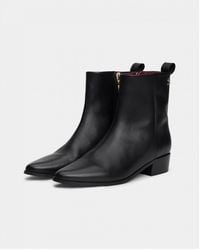 Tommy Hilfiger - Low-heel Cowboy Flat Leather Boots - Lyst