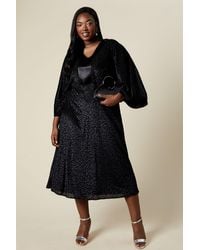 Wallis - Curve Kimono Sleeve Velvet Burnout Midi Dress - Lyst