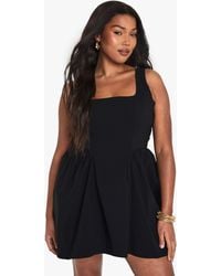 Boohoo - Plus Ruched Square Neck Skater Dress - Lyst