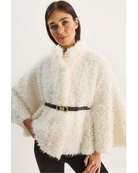 Bianco Lucci - Oversize Plush Coat With Jacket Collar - Lyst