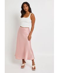 Boohoo - Petite Satin Midaxi Skirt - Lyst