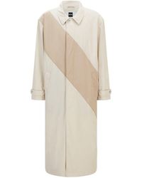 BOSS - Long Collared Neck Relaxed Fit Coat - Lyst