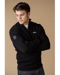 Firetrap - Cotton Rich Pique Funnel Neck Half Zip Jumper - Lyst