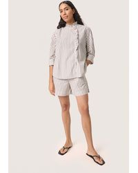 Soaked In Luxury - Overhemd Met Lang Mouwen Regular Fit Brown And White Stripe - Lyst