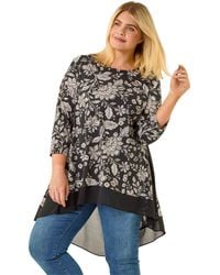 Roman - Curve Floral High Low Top - Lyst