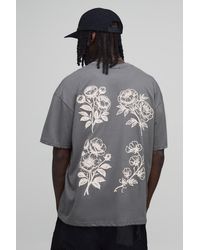 BoohooMAN - Oversized Floral Puff Print T-Shirt Cotton - Lyst