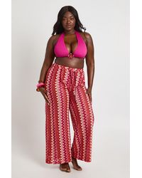 Boohoo - Plus Knitted Wide Leg Beach Trouser - Lyst