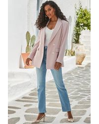 Sosandar - Petite Soft Double Breasted Longline Blazer - Lyst