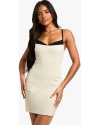 Boohoo - Contrast Insert Bengaline Mini Dress - Lyst