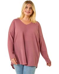 Roman - Curve Textured V-Neck Stretch Top - Lyst