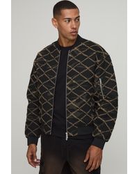 BoohooMAN - Boxy Fit Distressed Camo Bomber Jacket - Lyst