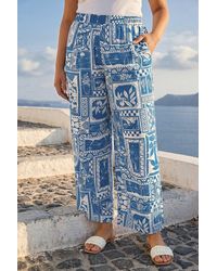 Roman - Curve Postcard Print Wide Leg Trouser - Lyst