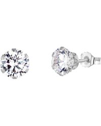 The Jewellery Stockroom - Sterling 6Mm Cubic Zirconia Stud Earrings - Lyst