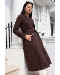 Roman - Petite Faux Suede Trench Coat - Lyst