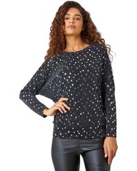Roman - Sequin Detail Blouson Stretch Top - Lyst