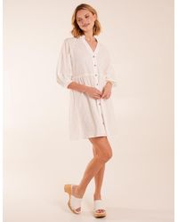Blue Vanilla - Collar Textured Button Through Mini Dress - Lyst