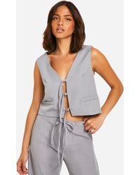 Boohoo - Tie Front Tailored Waistcoat - Lyst