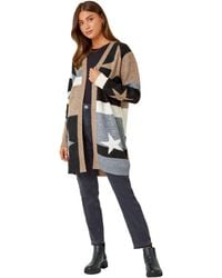 Roman - Star Print Longline Stretch Cardigan - Lyst