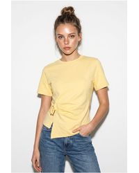 Bianco Lucci - Cotton Blend Crew Neck Blouse - Lyst