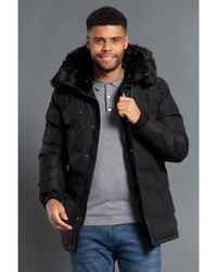 Nines - Longline Hooded Padded Jacket With Faux Fur Hood - Lyst