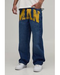 BoohooMAN - Relaxed Rigid Print Denim Jeans - Lyst