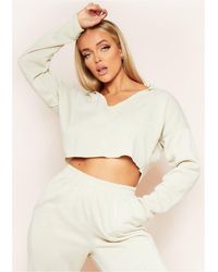Missy Empire - Missy Empire Neck Seam Detail Cropped Hoodie - Lyst