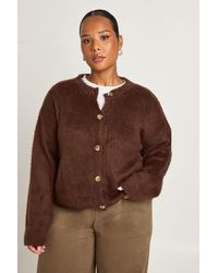 Boohoo - Plus Fluffy Crew Neck Cardigan - Lyst