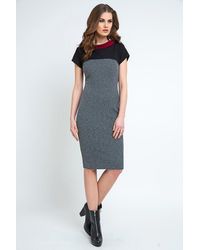 Conquista - Straight Short Sleeve Dress With Stand Up Collar - Lyst