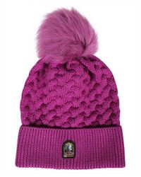 Parajumpers - Tricot Purple Pom Beanie - Lyst
