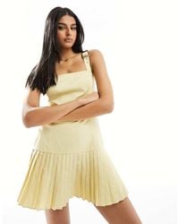 ASOS - Twill Mini Dress With Pleated Hem & Cut Out Buckle Back - Lyst