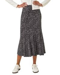 Roman - Animal Print Panelled Skirt - Lyst