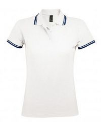 Sol's - Ladies Pasadena Tipped Short Sleeve Pique Polo Shirt Cotton - Lyst