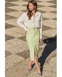 Sosandar - Powder Leather Pencil Midi Skirt - Lyst