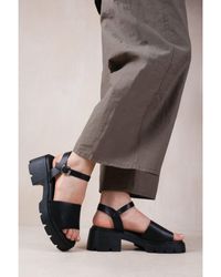 Where's That From - 'Lithe' Chunky Platform Strappy Sandals Faux Leather - Lyst