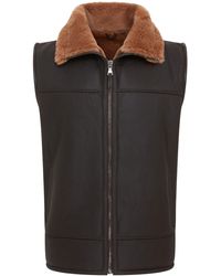 Infinity Leather - Aviator Shearling Bomber Gilet - Lyst