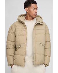 BoohooMAN - Regular Fit Curved Panel Padded Puffer Jacket - Lyst
