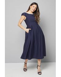 Wallis - Printed Ottoman Twill Midi Dress - Lyst