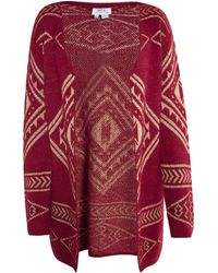 Usha - Gebreid Vest Donkerrood Goud - Lyst