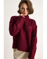 Bianco Lucci - Oversized Knit Turtleneck Sweater - Lyst