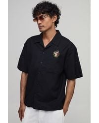 BoohooMAN - Oversized Floral Pocket Linen Blend Shirt - Lyst