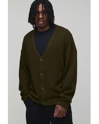 BoohooMAN - Tall Relaxed Fit Basket Knit Cardigan - Lyst