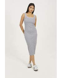 Brave Soul - Cotton Jersey Scoop Neck Stripe Bodycon Midi Dress - Lyst