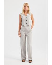 Hiccup - 2 Pieces: Striped V Neck Waistcoat & High Waist Pleated Wide Leg Trousers - Lyst