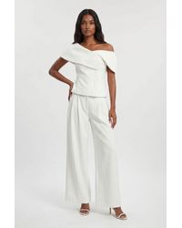 Karen Millen - Compact Viscose Stretch Tailored Wide Leg Trouser - Lyst