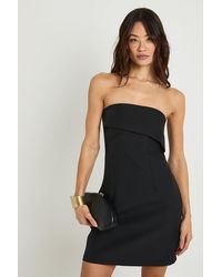 Boohoo - Tall Tailored Pleat Front Bandeau Mini Dress - Lyst