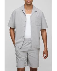 BoohooMAN - Oversized Boxy Technical Stretch Shirt & Comfort Short Set - Lyst
